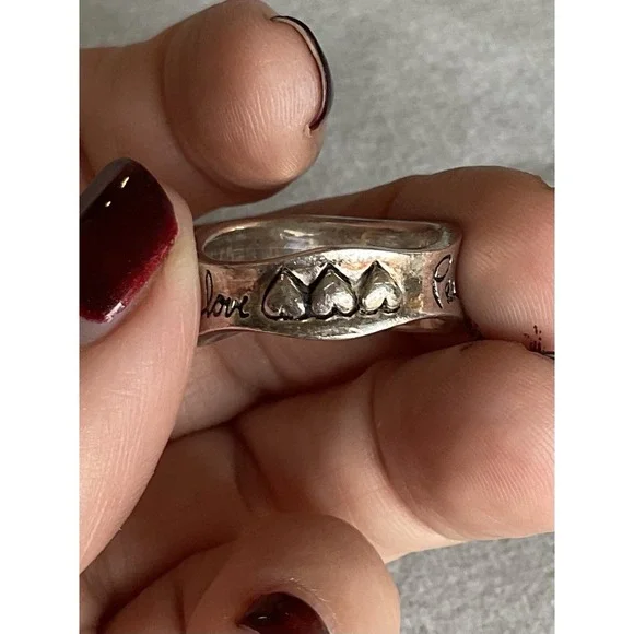 925 LA Stamped Sterling Silver Peace Love Harmony Engraved Ring Size 9 - Picture 8 of 11